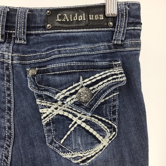 L.A. idol Cropped Dark Blue Wash Jeans, 29 - Picture 10 of 16